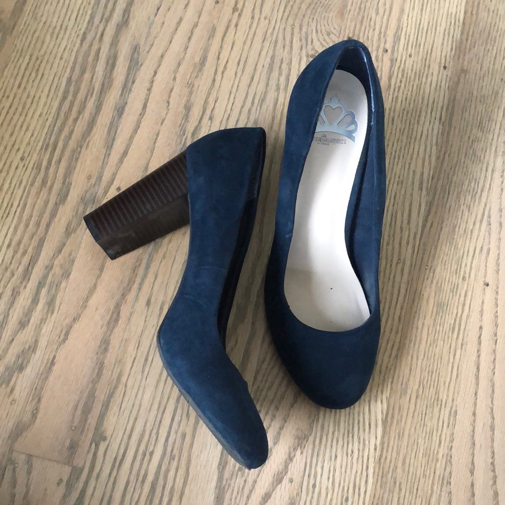 Blue suede heels